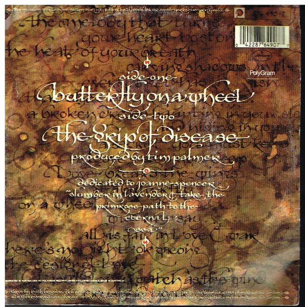The Mission – Butterfly On A Wheel 7" vinyl record, image 2 of 3