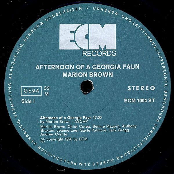 Marion Brown – Afternoon Of A Georgia Faun LP vinyl record, image 3 of 5