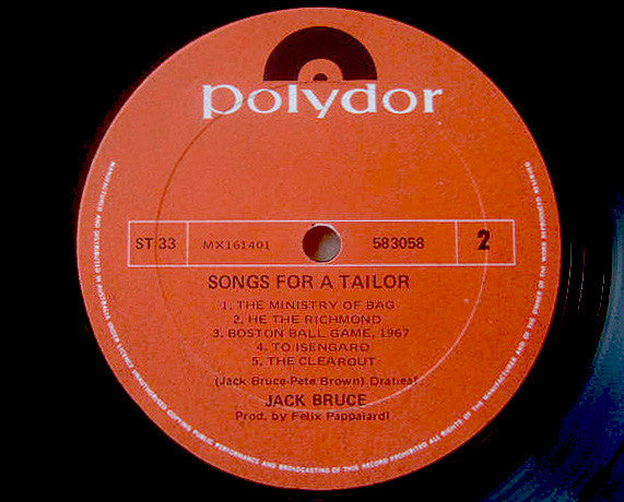 Jack Bruce – Songs For A Tailor LP vinyl record, image 4 of 4