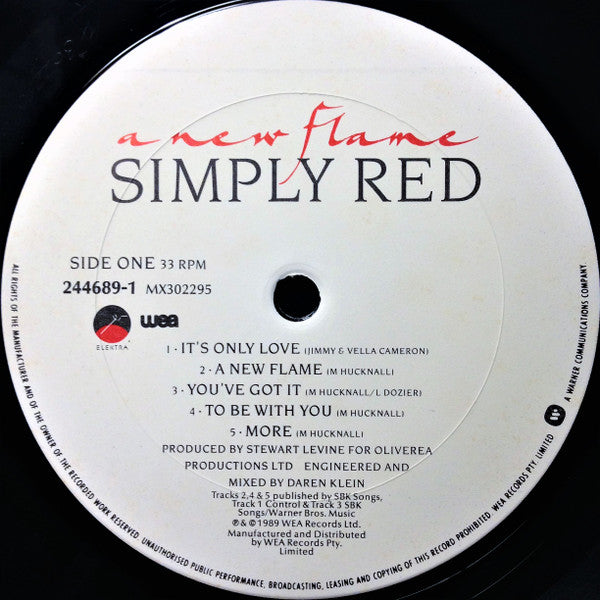 Simply Red – A New Flame LP vinyl record, image 7 of 8