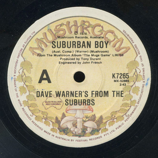 Dave Warner's From The Suburbs – Suburban Boy 7" vinyl record, image 1 of 2