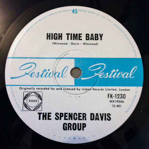 The Spencer Davis Group – Keep On Running / High Time Baby 7" vinyl record, image 2 of 2