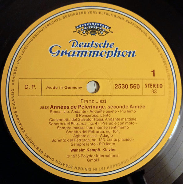 Franz Liszt, Wilhelm Kempff – Seconde Année De Pèlerinage • Deux Légendes LP vinyl record, image 3 of 4