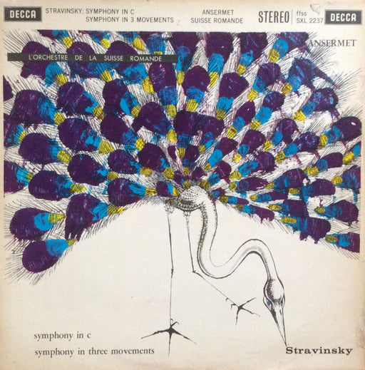 Igor Stravinsky, Ernest Ansermet, L'Orchestre De La Suisse Romande – Symphony In C / Symphony In 3 Movements LP vinyl record, image 1 of 6