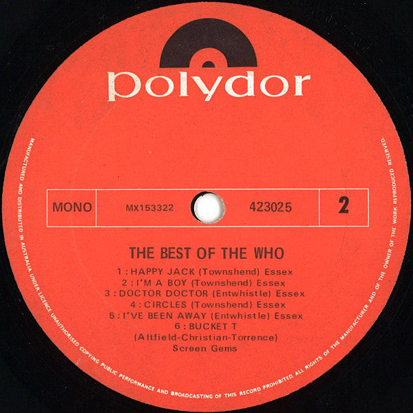 The Who – The Best Of The Who LP vinyl record, image 4 of 4