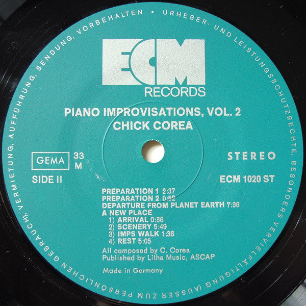 Chick Corea – Piano Improvisations Vol. 2 LP vinyl record, image 4 of 4