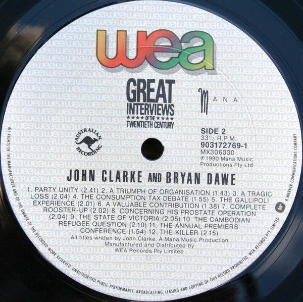 John Clarke, Bryan Dawe – Great Interviews Of The Twentieth Century LP vinyl record, image 4 of 4