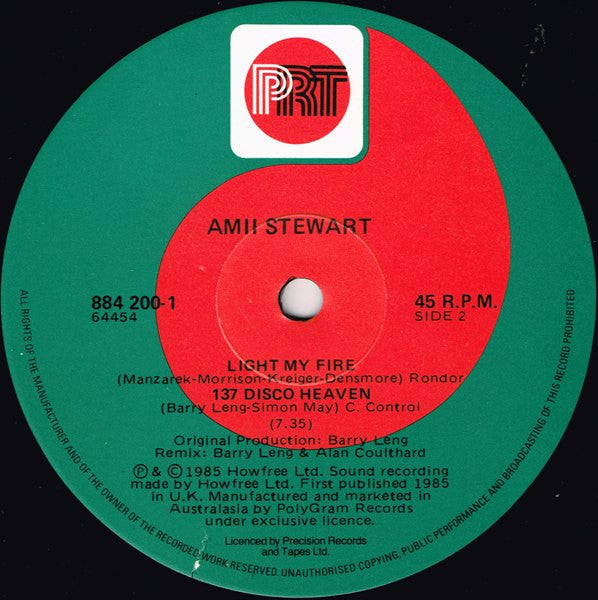 Amii Stewart – Knock On Wood (Ash 48) / Light My Fire (137 Disco Heaven) (New Remix) 12" vinyl record, image 4 of 4
