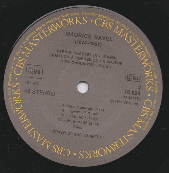 Claude Debussy, Maurice Ravel, Tokyo String Quartet – String Quartets = Quatuors À Cordes = Streichquartette LP vinyl record, image 5 of 7
