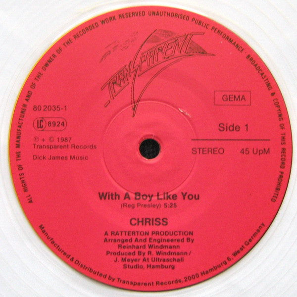 Chriss – With A Boy Like You 12" vinyl record, image 3 of 6
