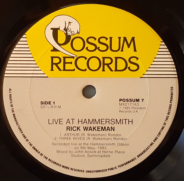 Rick Wakeman – Live At Hammersmith LP vinyl record, image 3 of 4