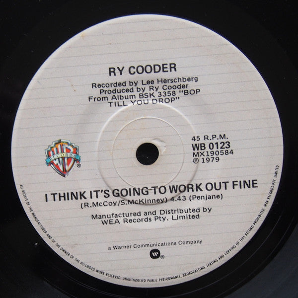 Ry Cooder – Little Sister 7" vinyl record, image 2 of 3