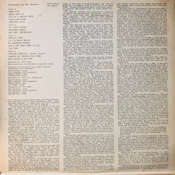 Dave Brubeck – Dave Brubeck's All-Time Greatest Hits (2xLP) LP vinyl record, image 3 of 8