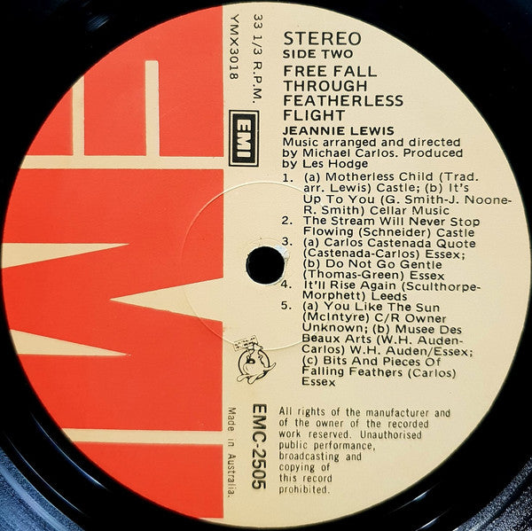 Jeannie Lewis – Free Fall Through Featherless Flight LP vinyl record, image 6 of 6