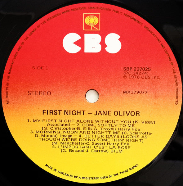 Jane Olivor – First Night LP vinyl record, image 2 of 4