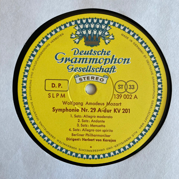 Wolfgang Amadeus Mozart, Herbert Von Karajan, Berliner Philharmoniker – Symphonien Nr.29 KV 201 • Nr.33 KV 319 LP vinyl record, image 3 of 4