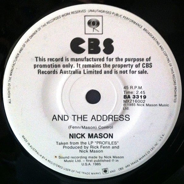Nick Mason – Lie For A Lie 7" vinyl record, image 3 of 4