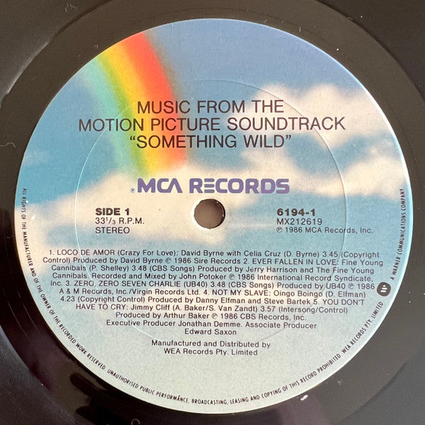 Various – Something Wild - Music From The Motion Picture Soundtrack LP vinyl record, image 3 of 4
