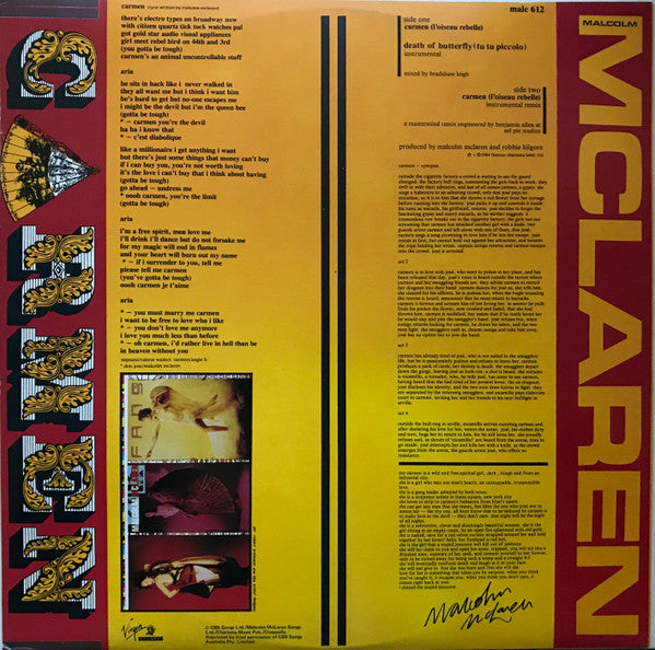 Malcolm McLaren – Carmen 12" vinyl record, image 2 of 4