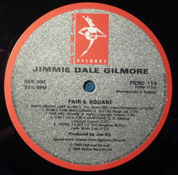 Jimmie Dale Gilmore – Fair & Square LP vinyl record, image 3 of 4