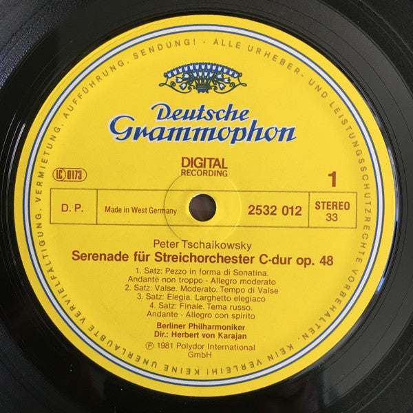 Pyotr Ilyich Tchaikovsky, Antonín Dvořák, Berliner Philharmoniker, Herbert von Karajan – Streicherserenaden = String Serenades LP vinyl record, image 3 of 4