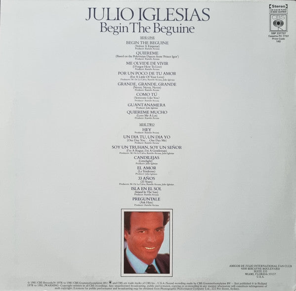 Julio Iglesias – Begin The Beguine LP vinyl record, image 2 of 4