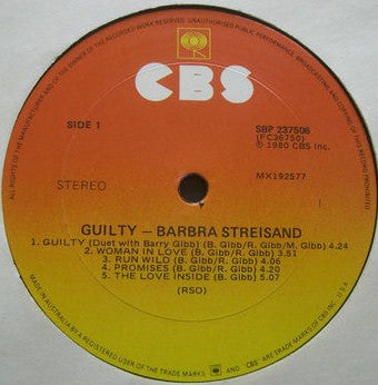 Barbra Streisand – Guilty LP vinyl record, image 6 of 7