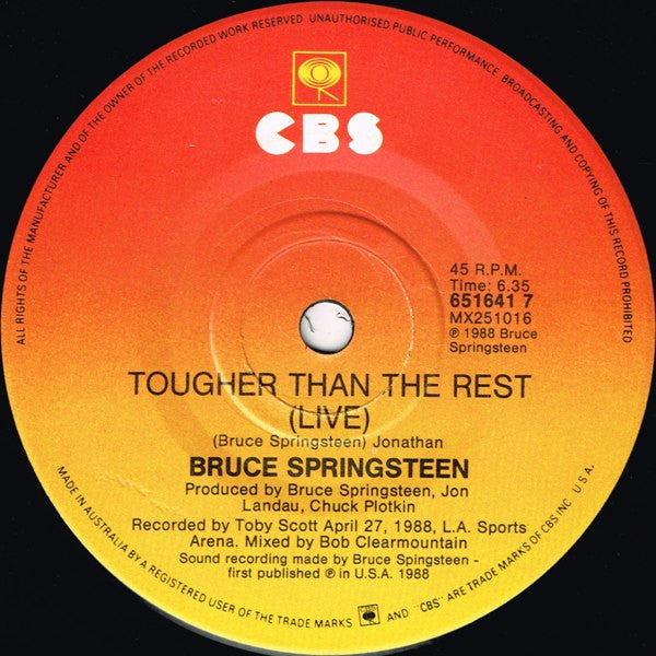 Bruce Springsteen – Tougher Than The Rest 7" vinyl record, image 4 of 4
