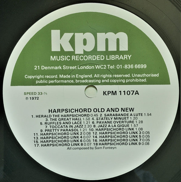 Sam Fonteyn, Johnny Pearson, Derrick Mason – Harpsichord Old And New LP vinyl record, image 3 of 4