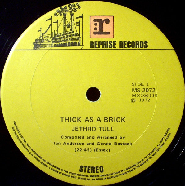 Jethro Tull – Thick As A Brick LP vinyl record, image 2 of 2