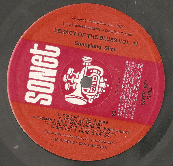 Sunnyland Slim – The Legacy Of The Blues Vol. 11 LP vinyl record, image 4 of 4