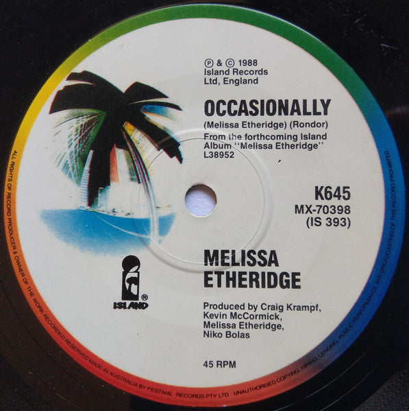 Melissa Etheridge – Bring Me Some Water 7" vinyl record, image 3 of 4