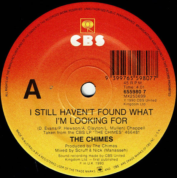 The Chimes – I Still Haven't Found What I'm Looking For 7" vinyl record, image 4 of 5