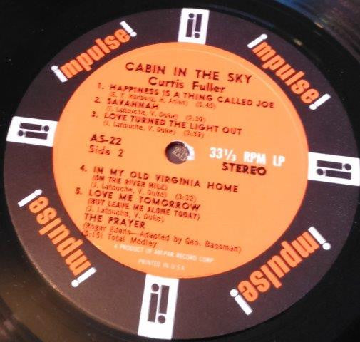Curtis Fuller – Cabin In The Sky LP vinyl record, image 3 of 3