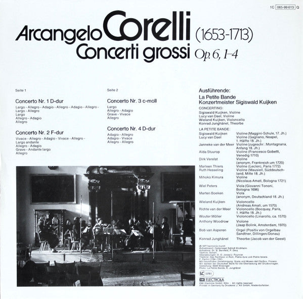 Arcangelo Corelli, La Petite Bande, Sigiswald Kuijken – Concerti Grossi Opus 6, 1-4 LP vinyl record, image 2 of 4