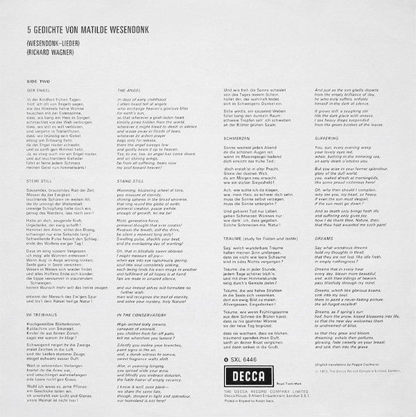 Gustav Mahler, Richard Wagner, Marilyn Horne, Henry Lewis, Royal Philharmonic Orchestra – Kindertotenlieder / Wesendonk-Lieder LP vinyl record, image 6 of 6