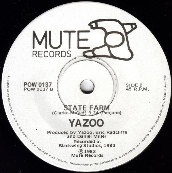 Yazoo – Nobody's Diary 7" vinyl record, image 4 of 4