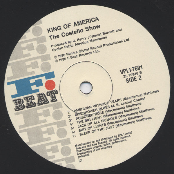 The Costello Show, The Attractions, The Confederates – King Of America LP vinyl record, image 4 of 6