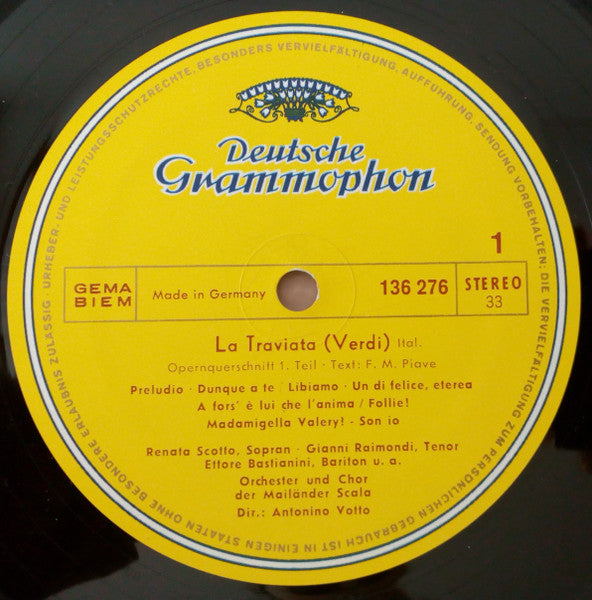 Giuseppe Verdi, Renata Scotto, Giuliana Tavolaccini, Armanda Bonato, Gianni Raimondi, Ettore Bastianini, Antonino Votto – La Traviata (In Italiano) LP vinyl record, image 3 of 4