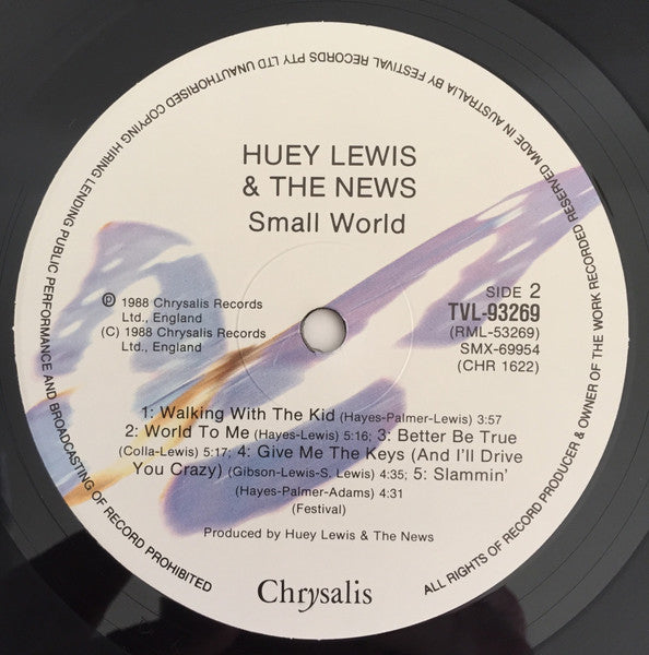 Huey Lewis & The News – Small World LP vinyl record, image 6 of 7