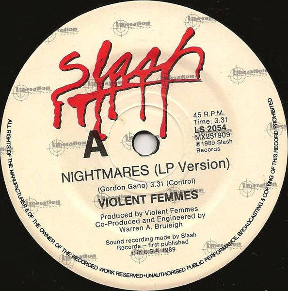 Violent Femmes – Nightmares / World We're Living In 7" vinyl record, image 3 of 4