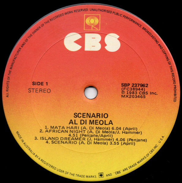 Al Di Meola – Scenario LP vinyl record, image 3 of 4