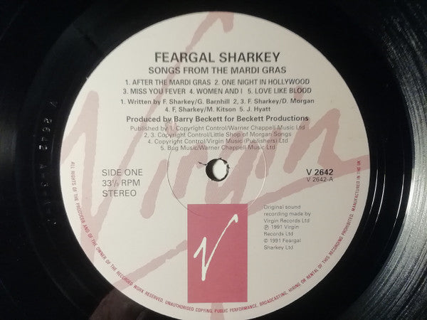 Feargal Sharkey – Songs From The Mardi Gras LP vinyl record, image 5 of 7