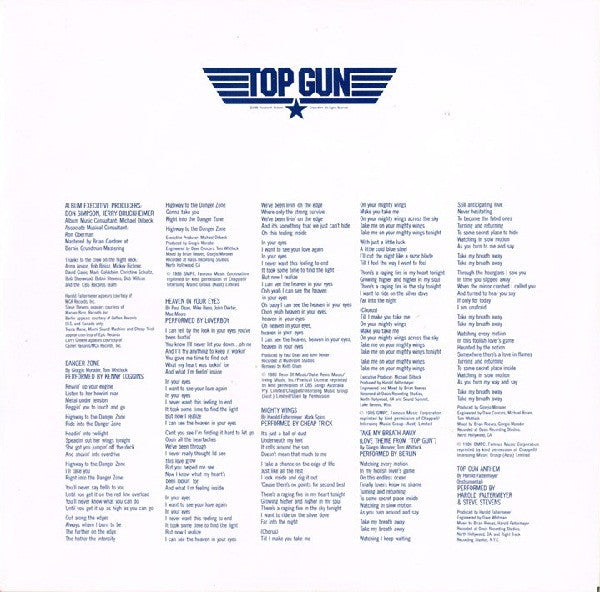 Various – Top Gun (Original Motion Picture Soundtrack) LP vinyl record, image 6 of 7