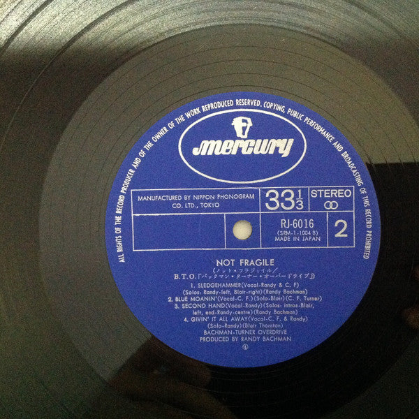 Bachman-Turner Overdrive – Not Fragile LP vinyl record, image 6 of 6