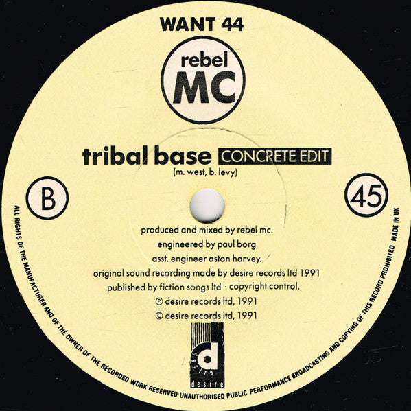 Rebel MC, Tenor Fly, Barrington Levy – Tribal Base 7" vinyl record, image 4 of 4