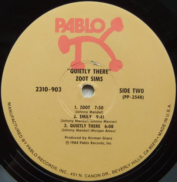 Zoot Sims – Plays Johnny Mandel Quietly There LP vinyl record, image 4 of 4