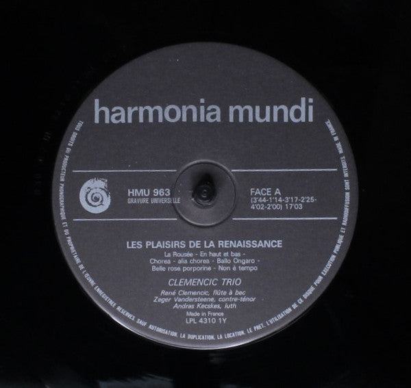 Clemencic Trio – Les Plaisirs De La Renaissance. Danses Et Chansons LP vinyl record, image 5 of 6