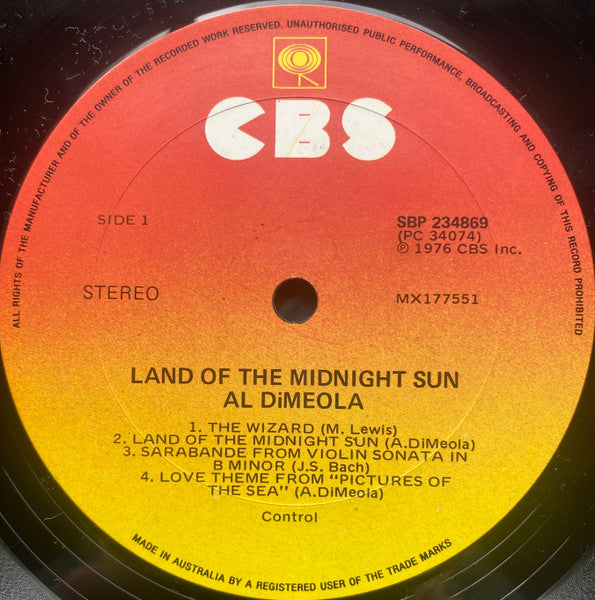 Al Di Meola – Land Of The Midnight Sun LP vinyl record, image 4 of 5