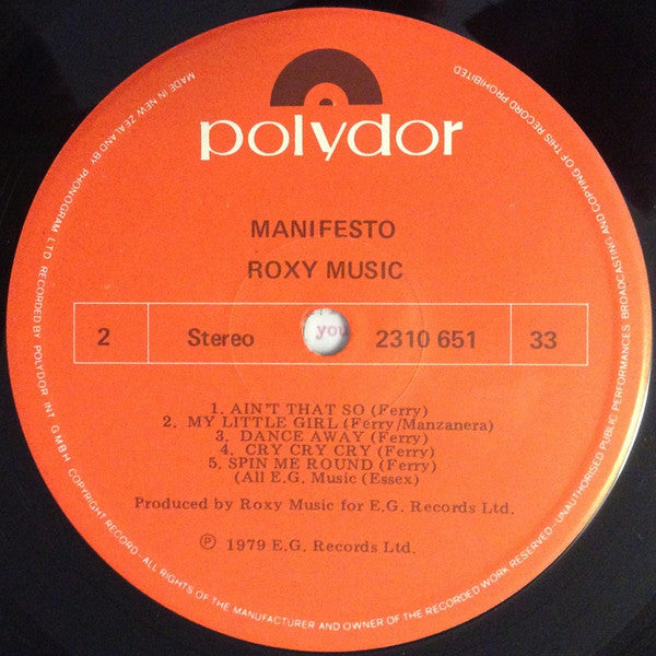 Roxy Music – Manifesto LP vinyl record, image 6 of 6